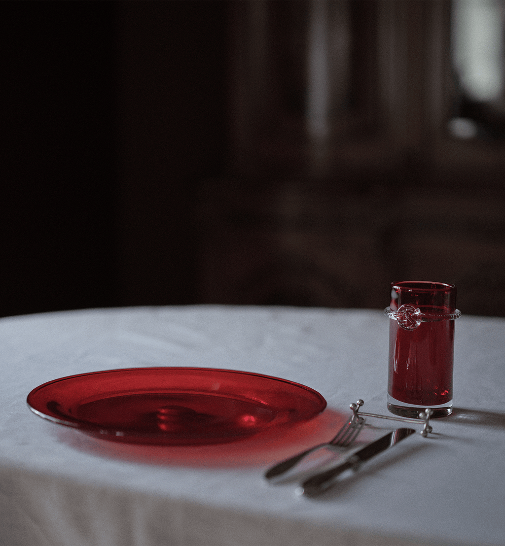 Crystal Plate, Ruby, 34 cm