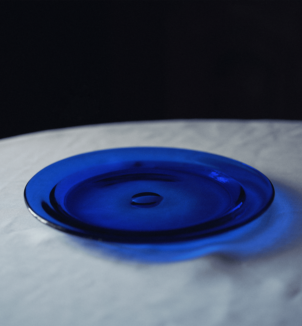 Crystal Plate, Cobalt, 34 cm