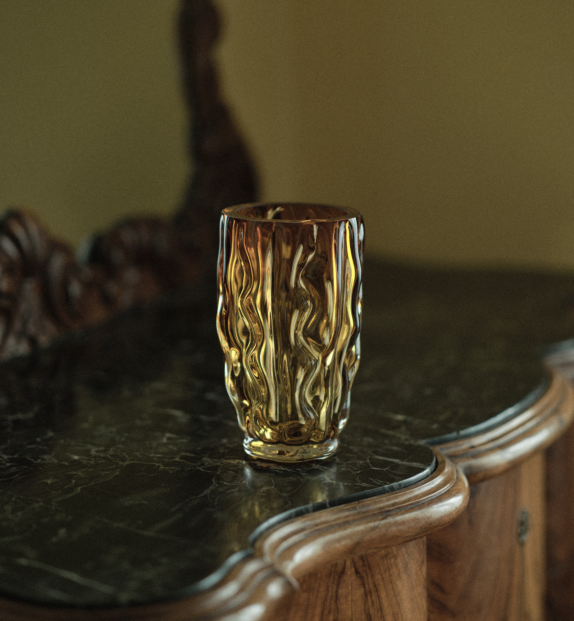 Crystal Vase, Amber, 20.5 cm