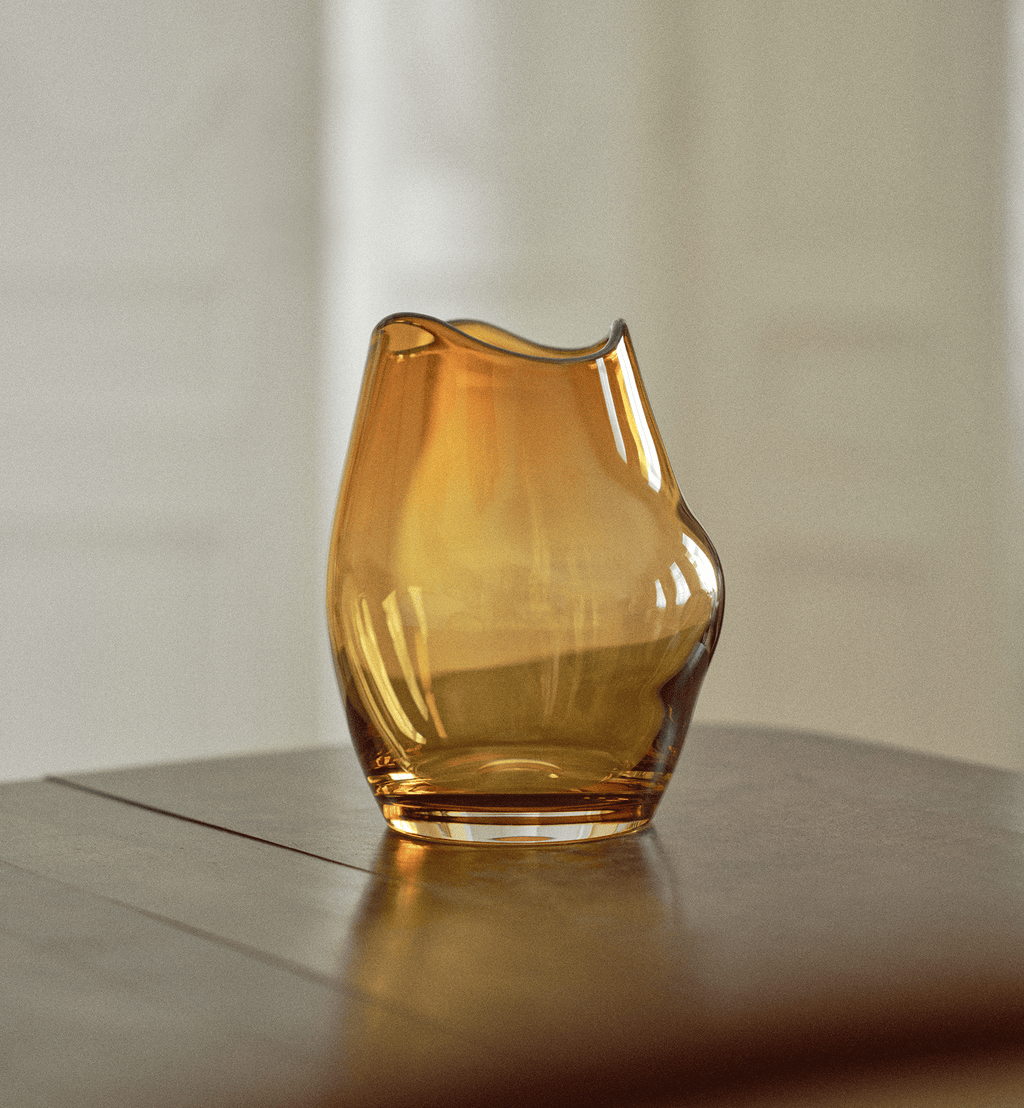 Vase Organic, Bernstein, 28 cm
