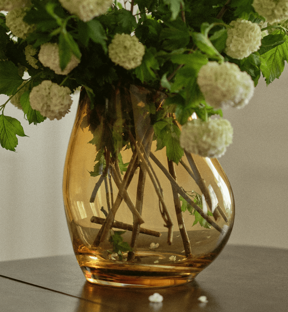 Vase Organic, Bernstein, 28 cm