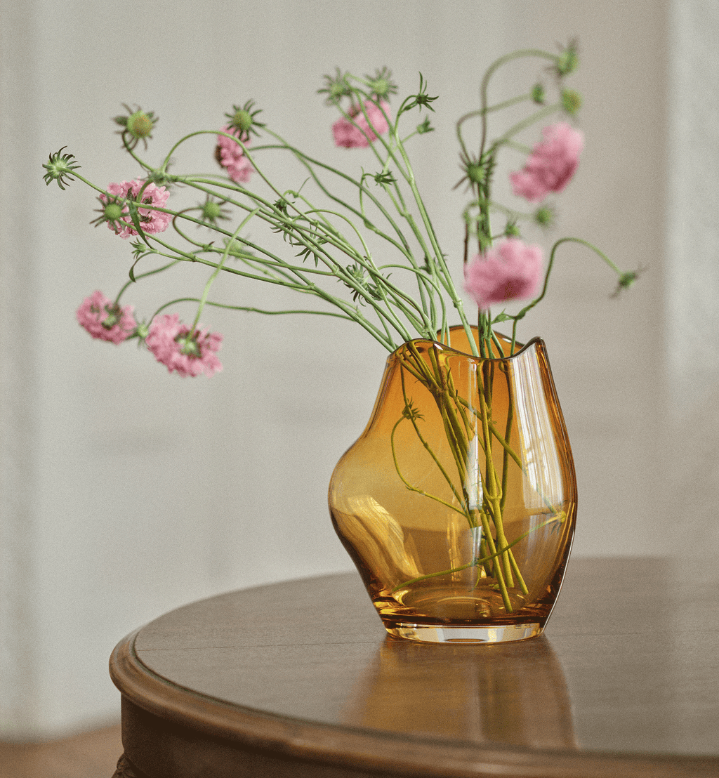 Vase Organic, Bernstein, 28 cm