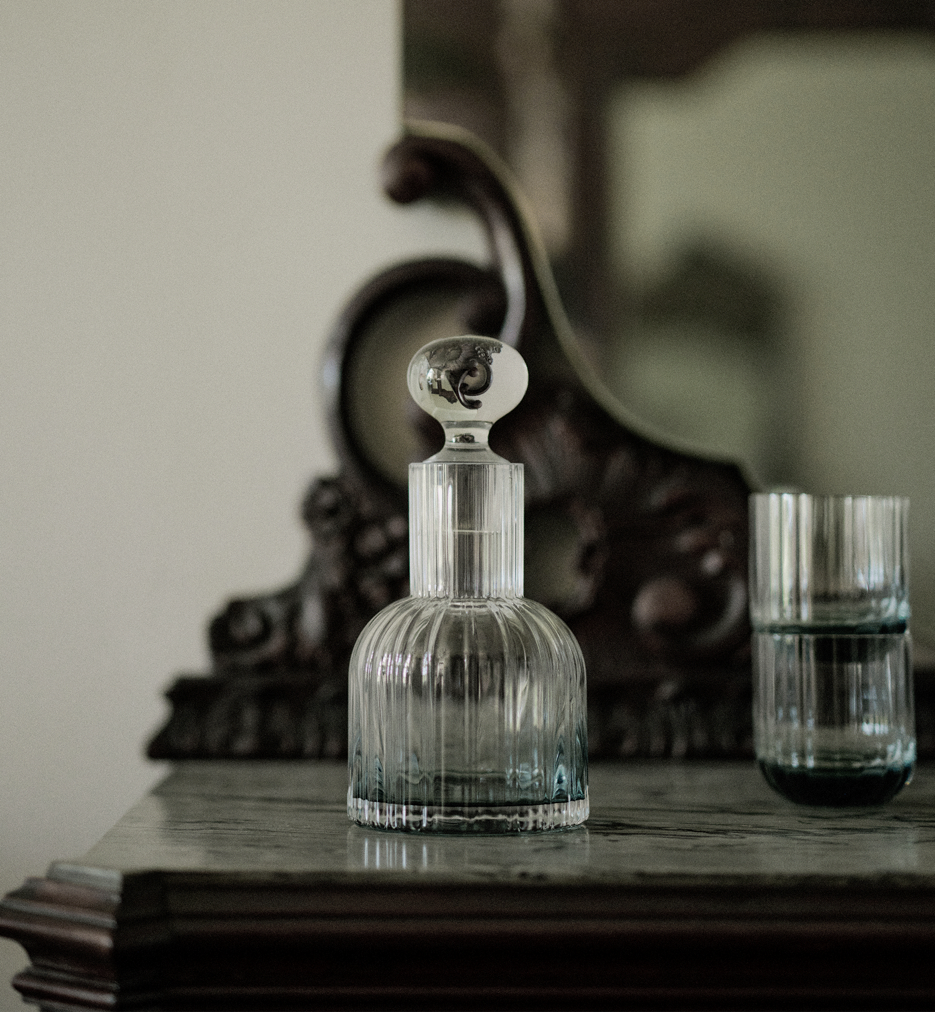 Marszałkowska Decanter with 2 Aquamarine Water Glasses