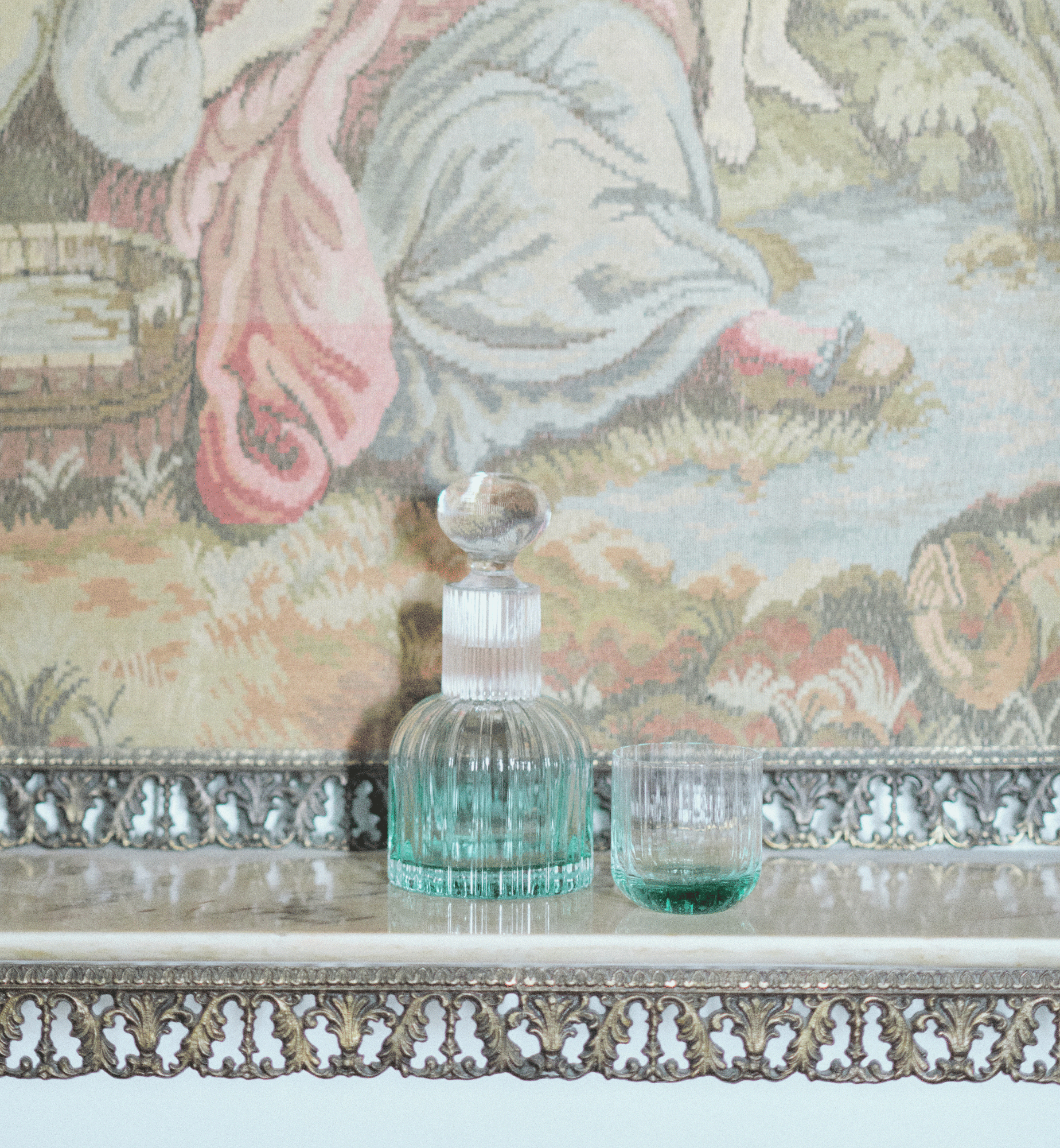 Marshal Carafe with 2 Emerald Water Glasses