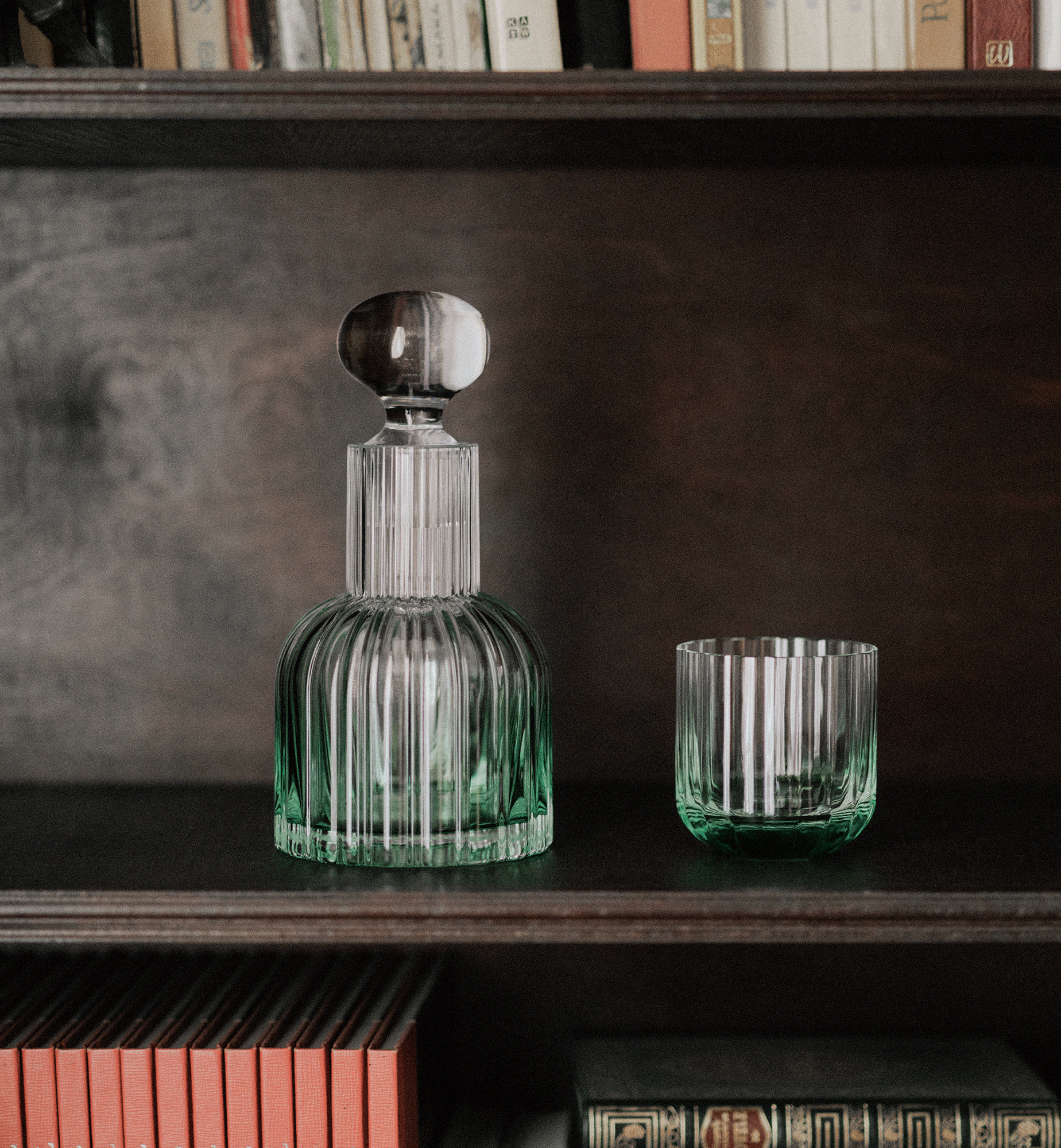 Marshal Carafe with 2 Emerald Water Glasses